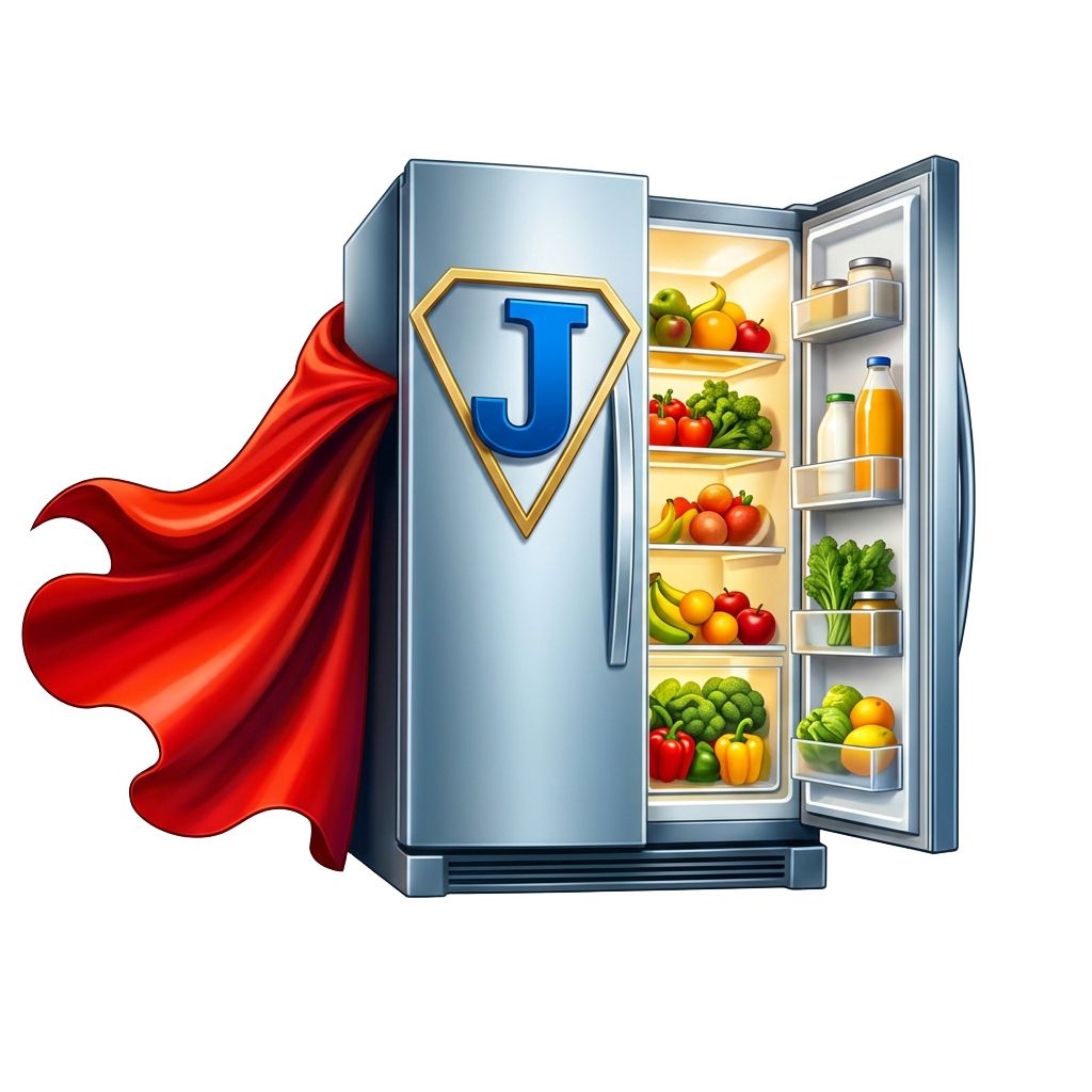 The Fridge and Cupboard — Chef Super J emblem